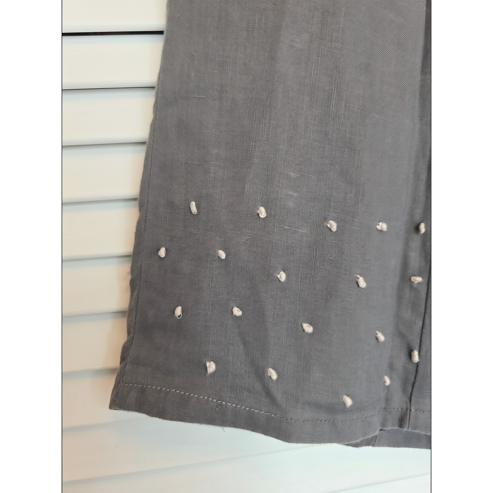BODEN Linen A Line Skirt Sz 8L Gray Raised Embroidered Swiss Dots Preppy Coastal - Picture 4 of 12